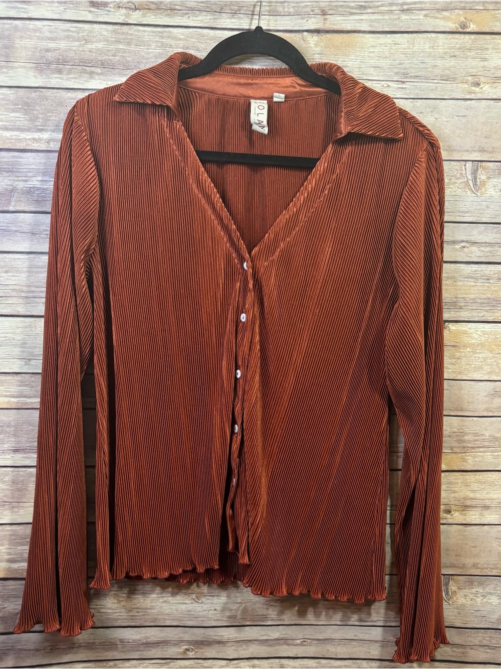 Anthropologie Dolan Orange Long Sleeve Accordion Blouse Large